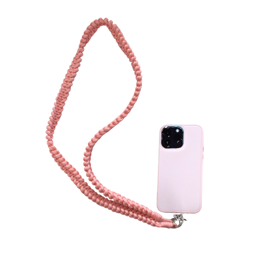 Telefoonkoord gevlochten | Licht roze