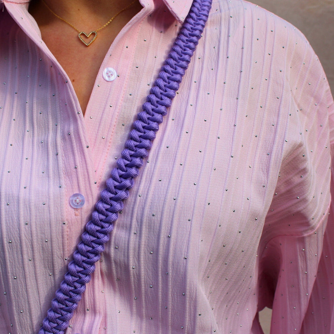 Telefoonkoord gevlochten | Paars