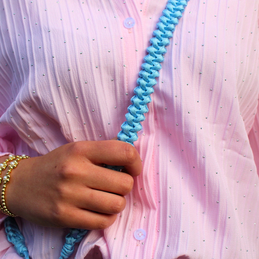 Telefoonkoord gevlochten | Lichtblauw