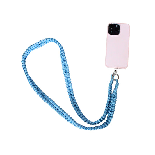 Telefoonkoord gevlochten | Lichtblauw