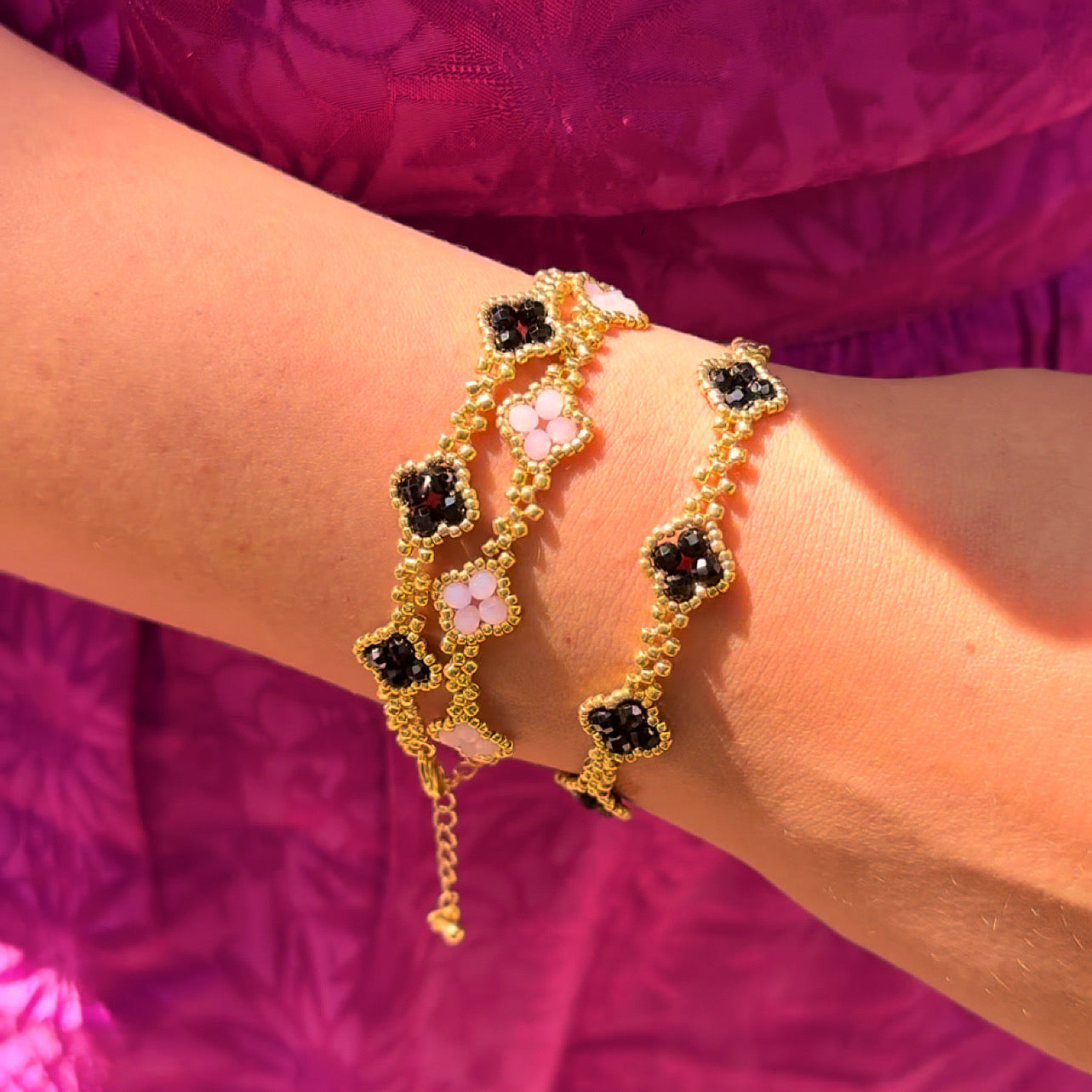 LUCKY CLOVER bracelet gold & black