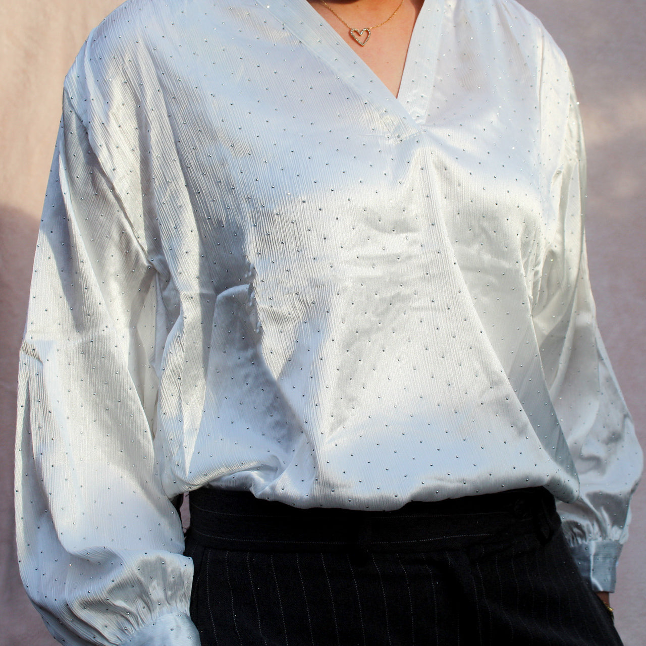 WHITE IVY blouse met strass / glitter