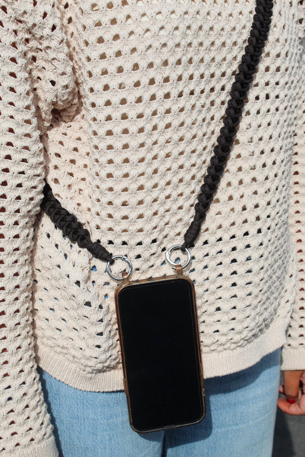Telefoonkoord gevlochten | DARK GREY