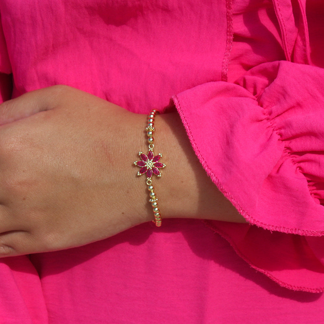CRYSTAL PINK FLOWER bracelet
