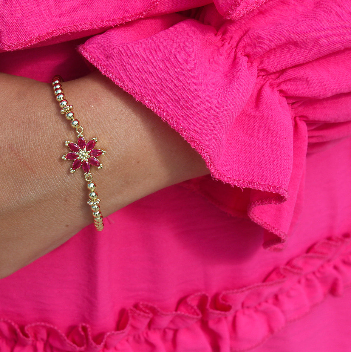 CRYSTAL PINK FLOWER bracelet