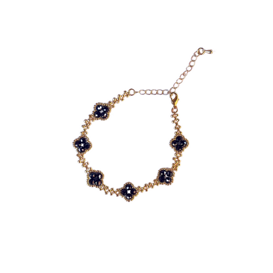 LUCKY CLOVER bracelet gold & black