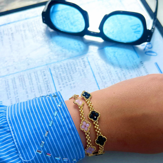 LUCKY CLOVER bracelet gold & black