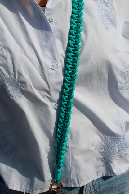 Telefoonkoord gevlochten | TURQUOISE